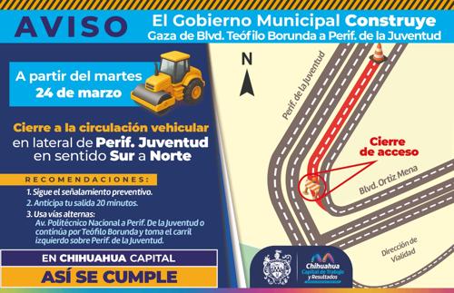 Cierre en Periférico de la Juventud: esto pasará desde el 24 de marzo